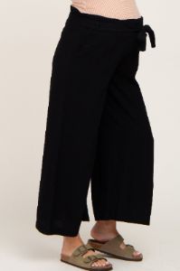 Black Paper Bag Wide Leg Maternity Pants sold by Pinkblush