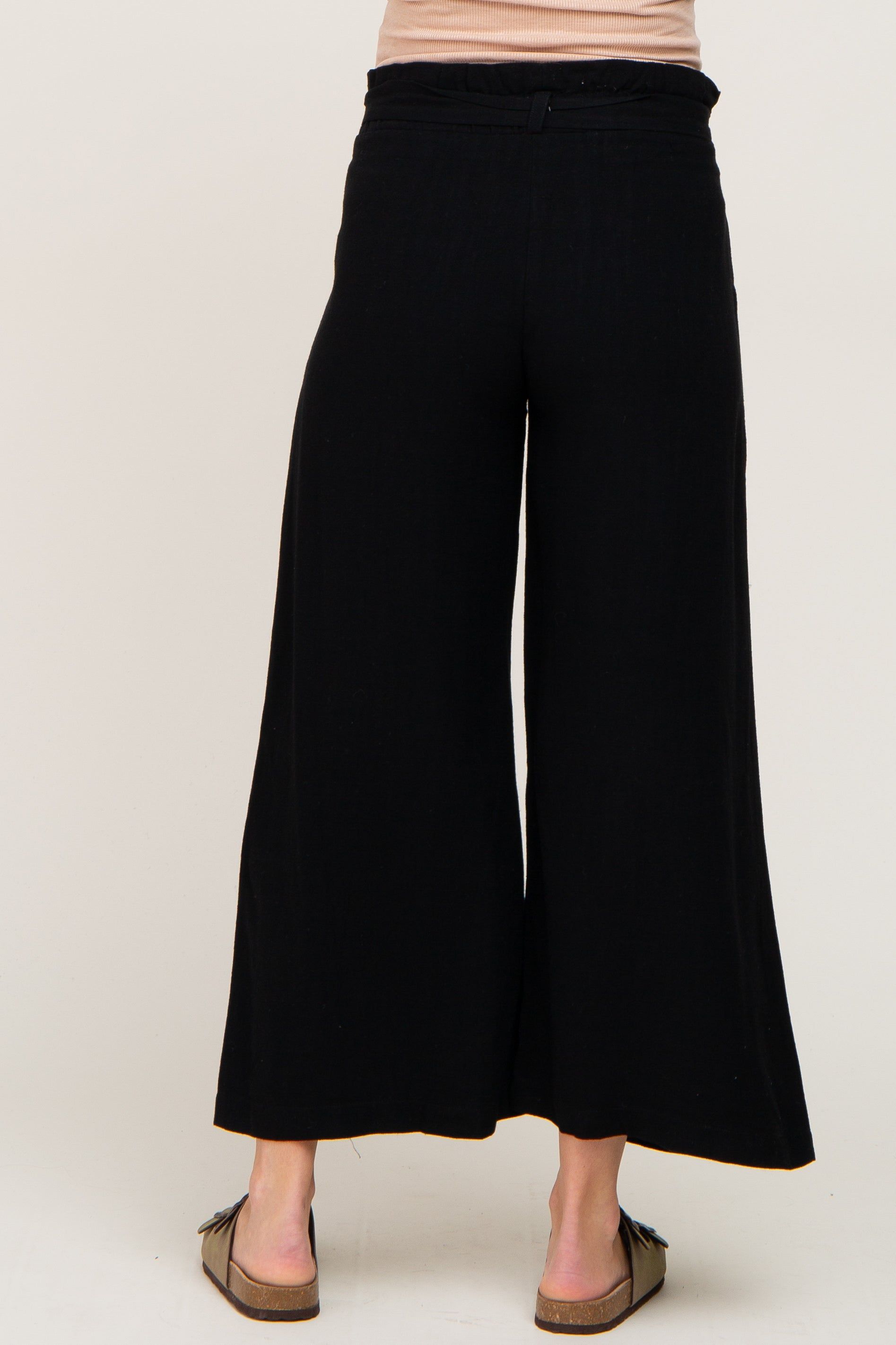 Black Paper Bag Wide Leg Maternity Pants sold by Pinkblush product image thumbnail 4