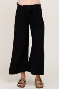 Black Paper Bag Wide Leg Maternity Pants sold by Pinkblush