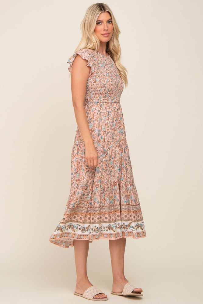 Peach Smocked Midi Dress sold by Pinkblush product image thumbnail 2