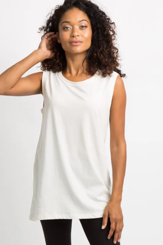 Ivory Solid Tank Top sold by Pinkblush