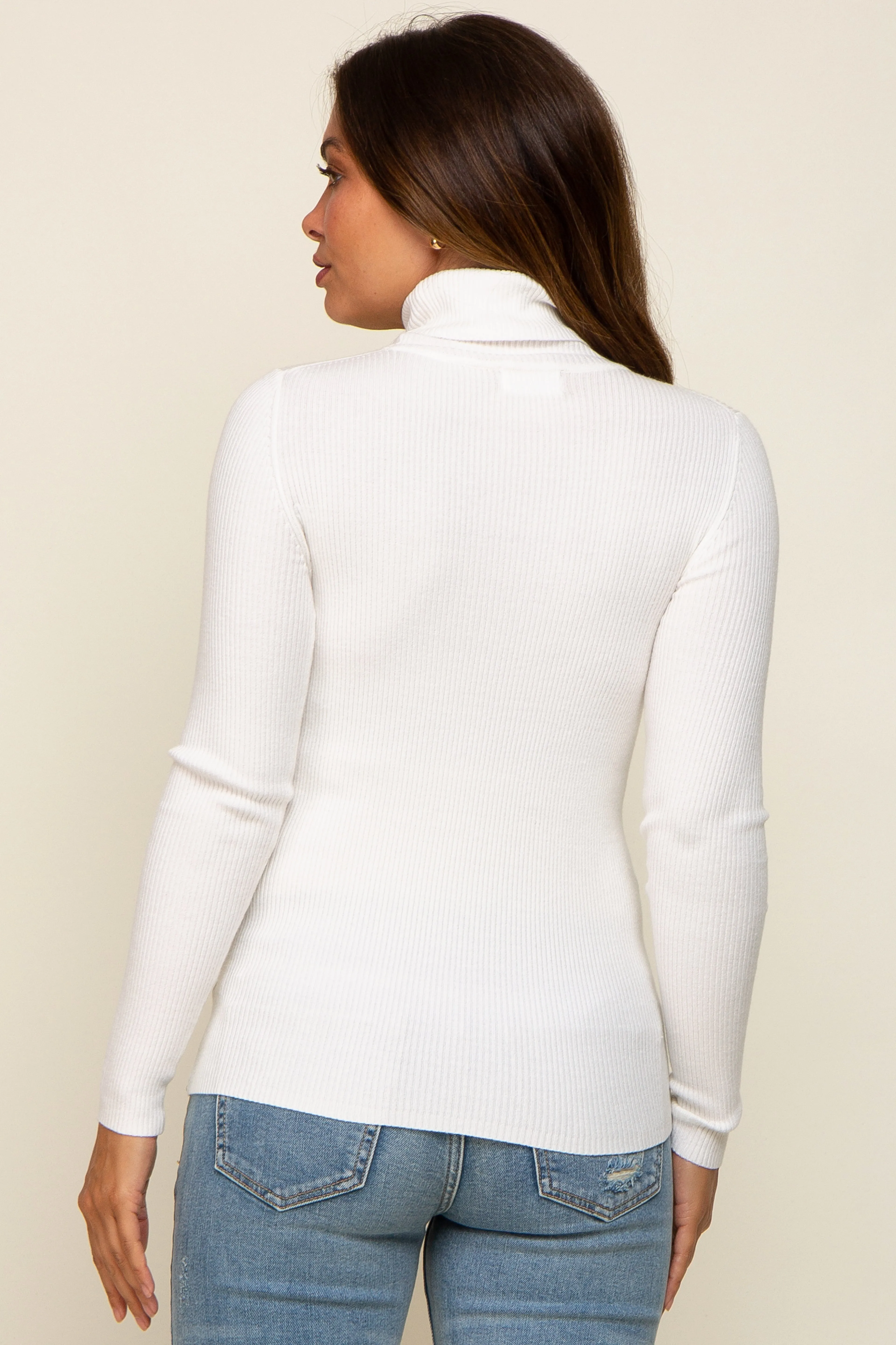 Cream Ribbed Fitted Long Sleeve Maternity Top sold by Pinkblush product image thumbnail 3