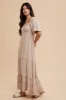 Beige Lace Insert Maxi Dress sold by Pinkblush