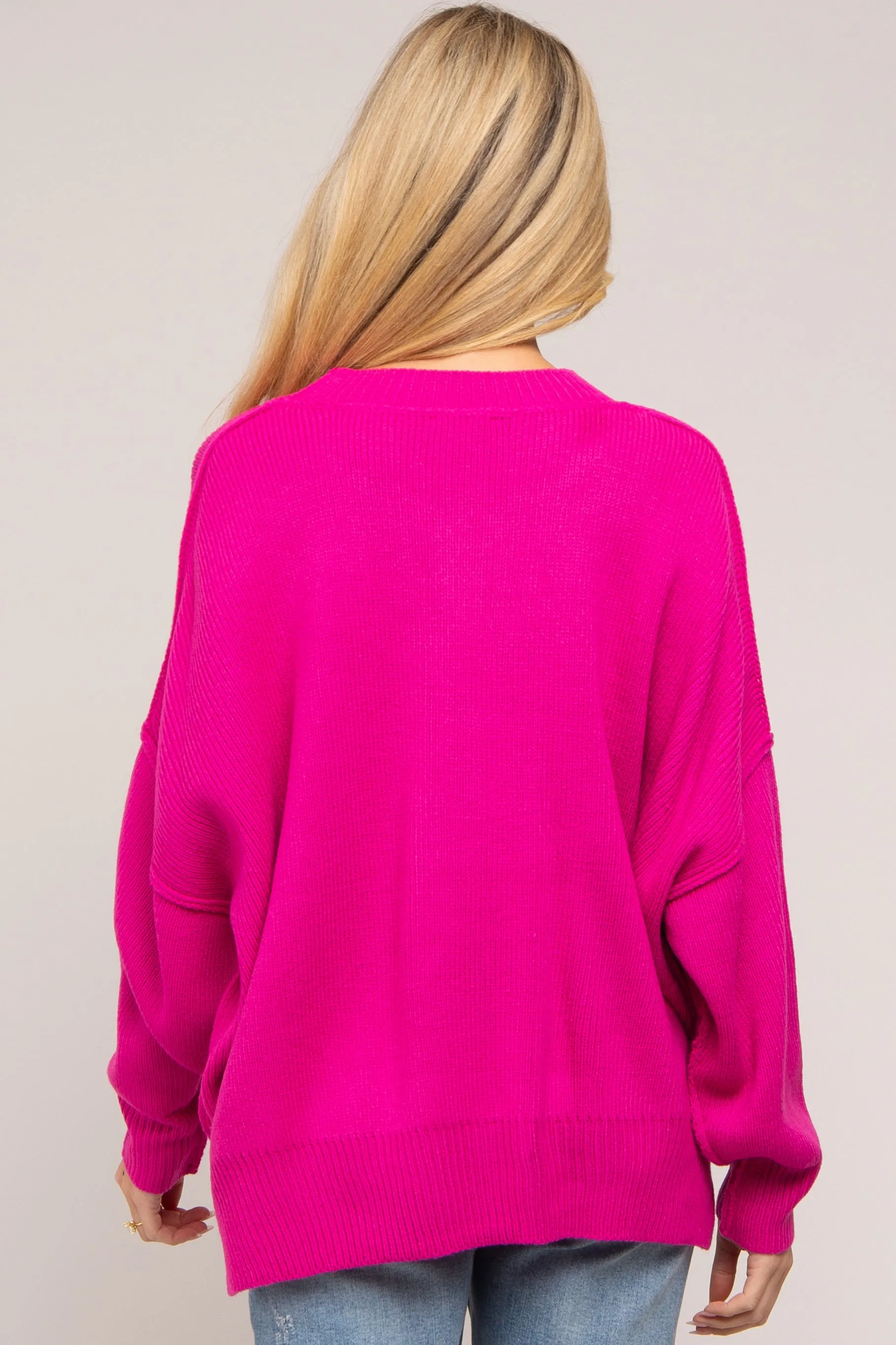 Fuchsia Maternity Long Sleeve Sweater sold by Pinkblush product image thumbnail 3