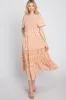 Peach Floral Tiered Midi Dress sold by Pinkblush