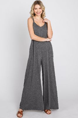 Charcoal Cross Back Wide Leg Jumpsuit sold by Pinkblush