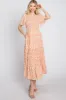 Peach Floral Tiered Midi Dress sold by Pinkblush