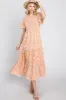 Peach Floral Tiered Midi Dress sold by Pinkblush