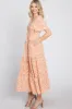 Peach Floral Tiered Midi Dress sold by Pinkblush