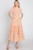 Peach Floral Tiered Midi Dress sold by Pinkblush