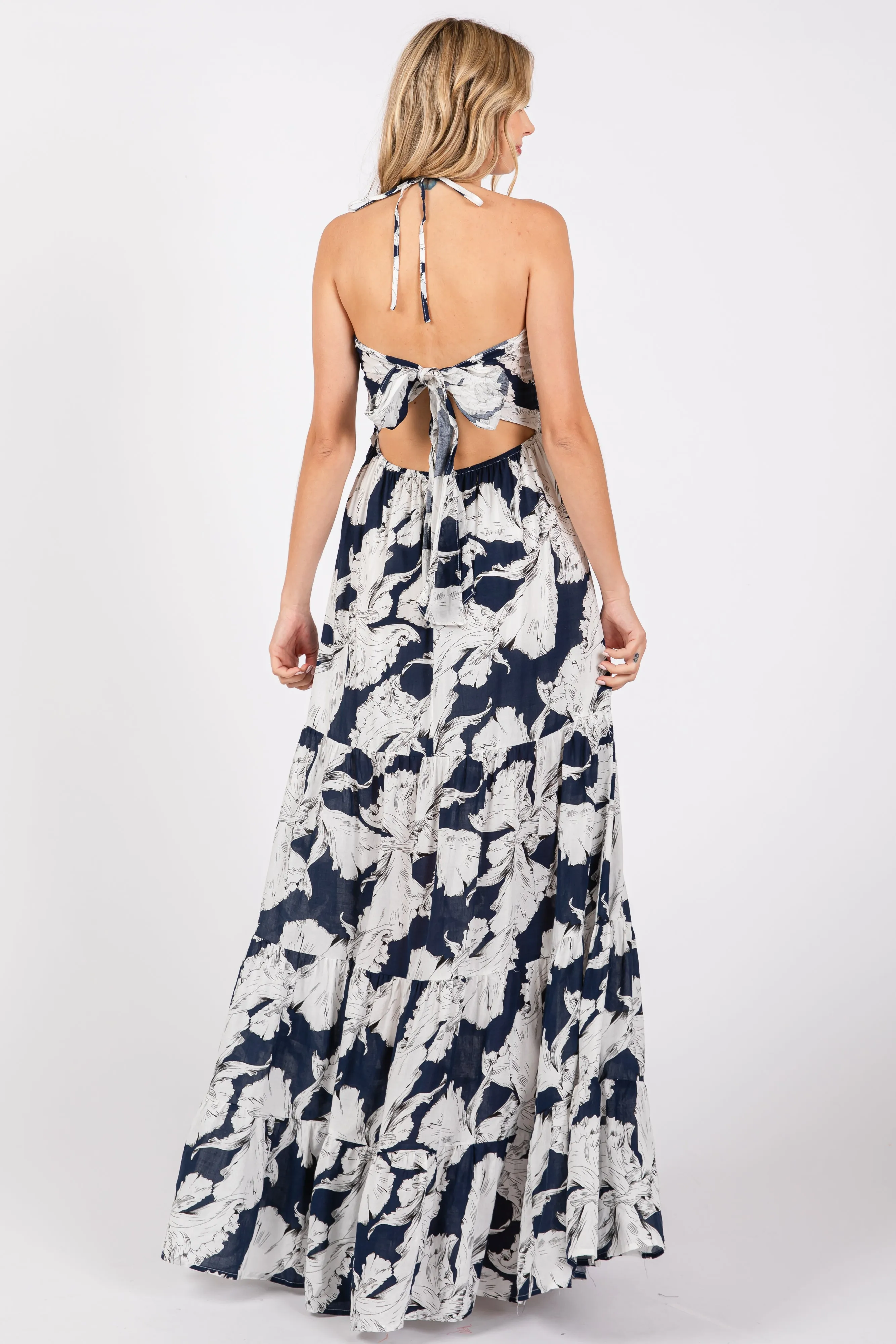 Navy Printed Woven Maxi Dress sold by Pinkblush product image thumbnail 3