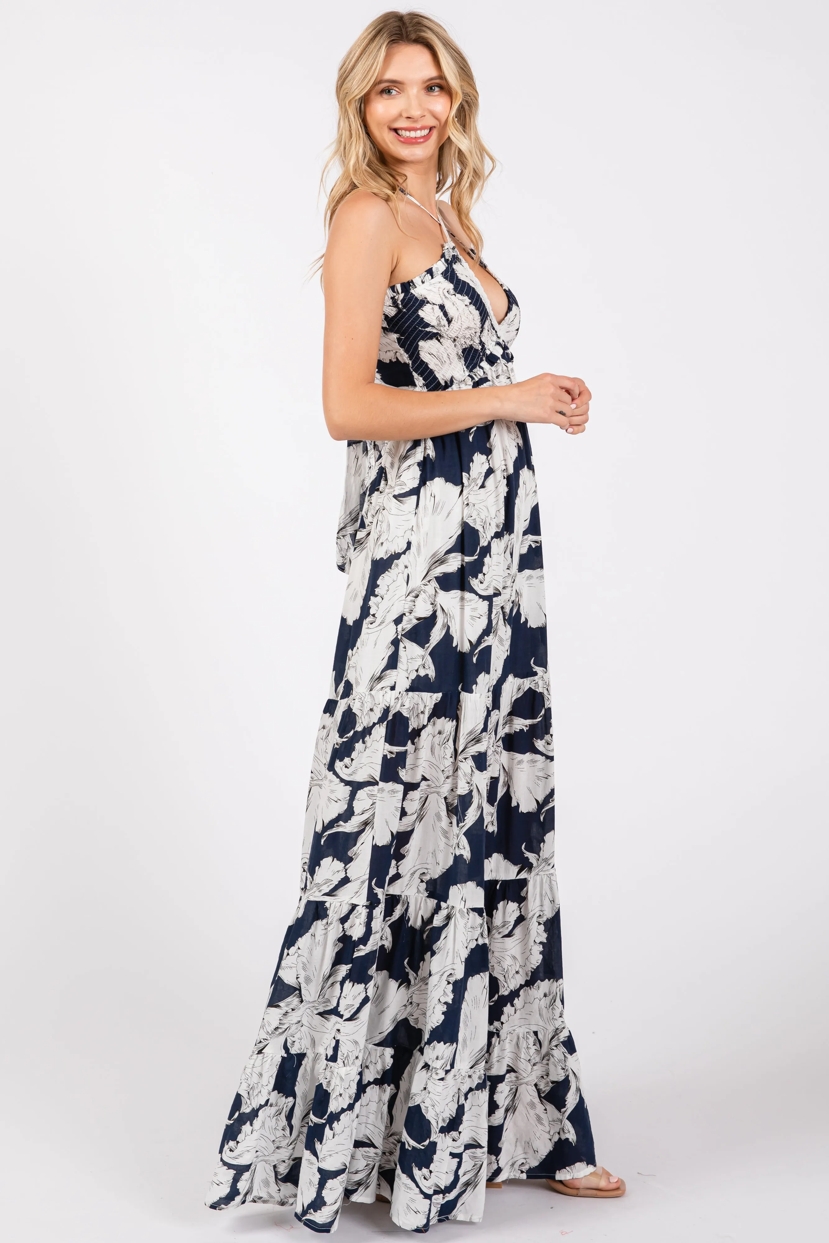 Navy Printed Woven Maxi Dress sold by Pinkblush product image thumbnail 2