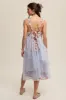 Light Blue Floral Print Midi Dress With Drapey Mesh sold by Pinkblush