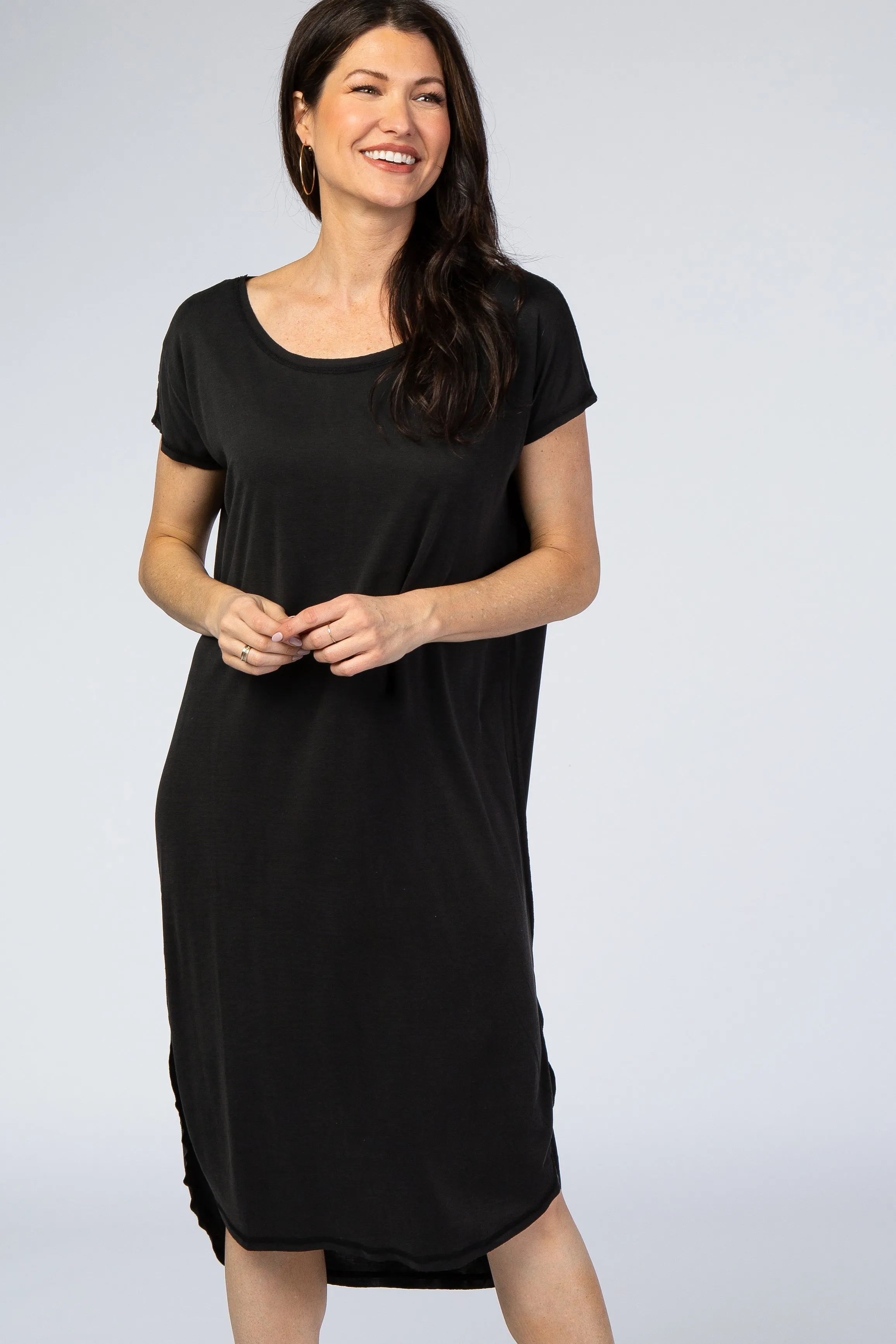 Black Faded Curved Hem Midi Dress sold by Pinkblush product image thumbnail 2