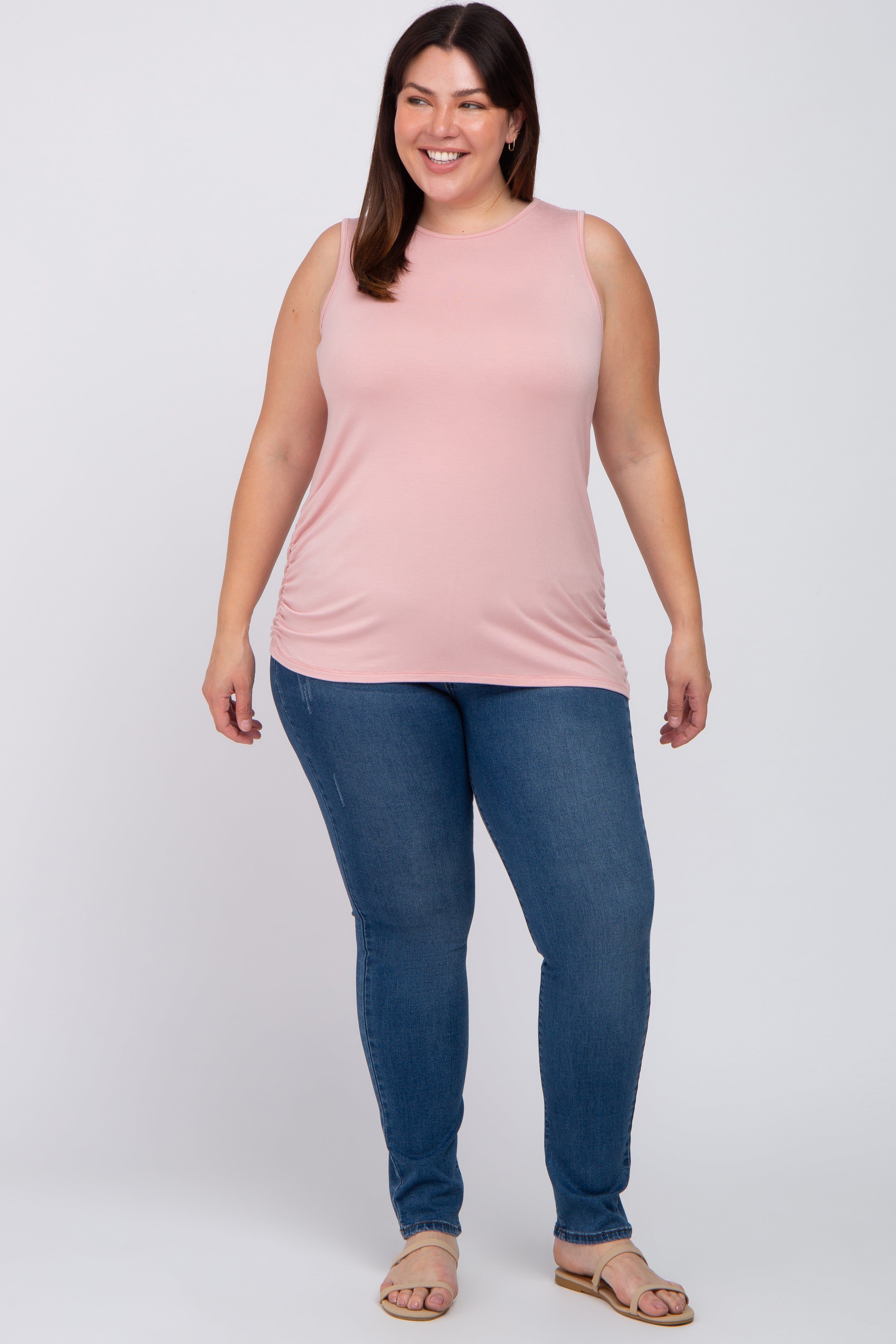 Light Pink Ruched Side Plus Tank sold by Pinkblush product image thumbnail 4