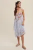 Light Blue Floral Print Midi Dress With Drapey Mesh sold by Pinkblush