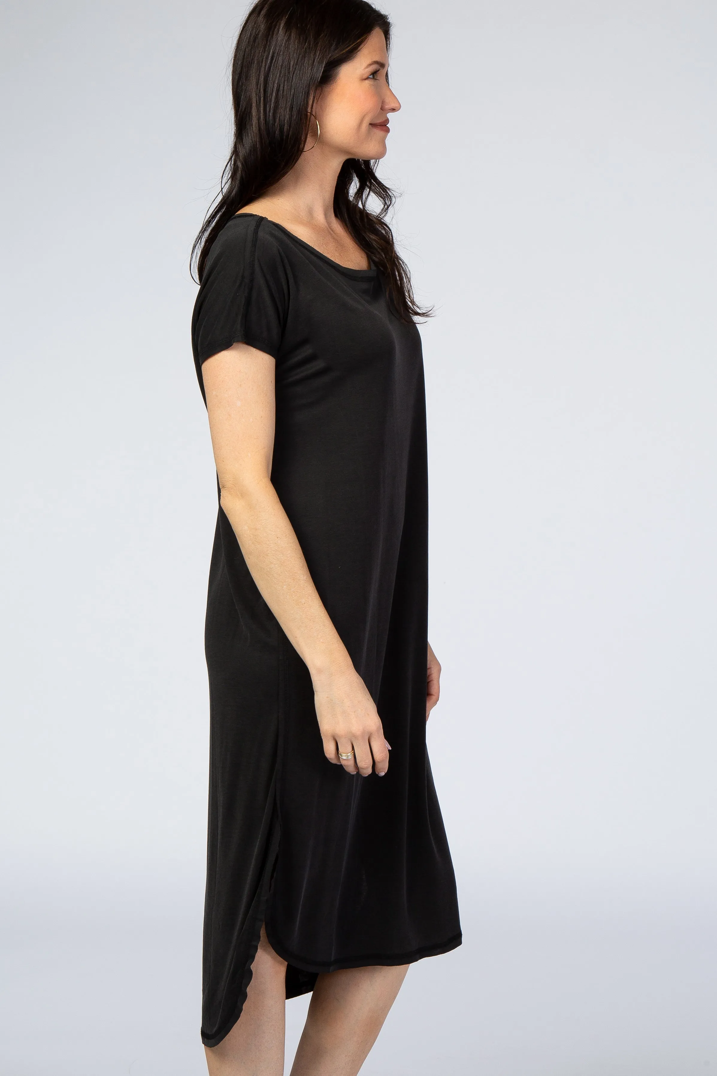 Black Faded Curved Hem Midi Dress sold by Pinkblush product image thumbnail 3