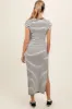 White Black Striped Side Slit Fitted Maternity Maxi Dress sold by Pinkblush