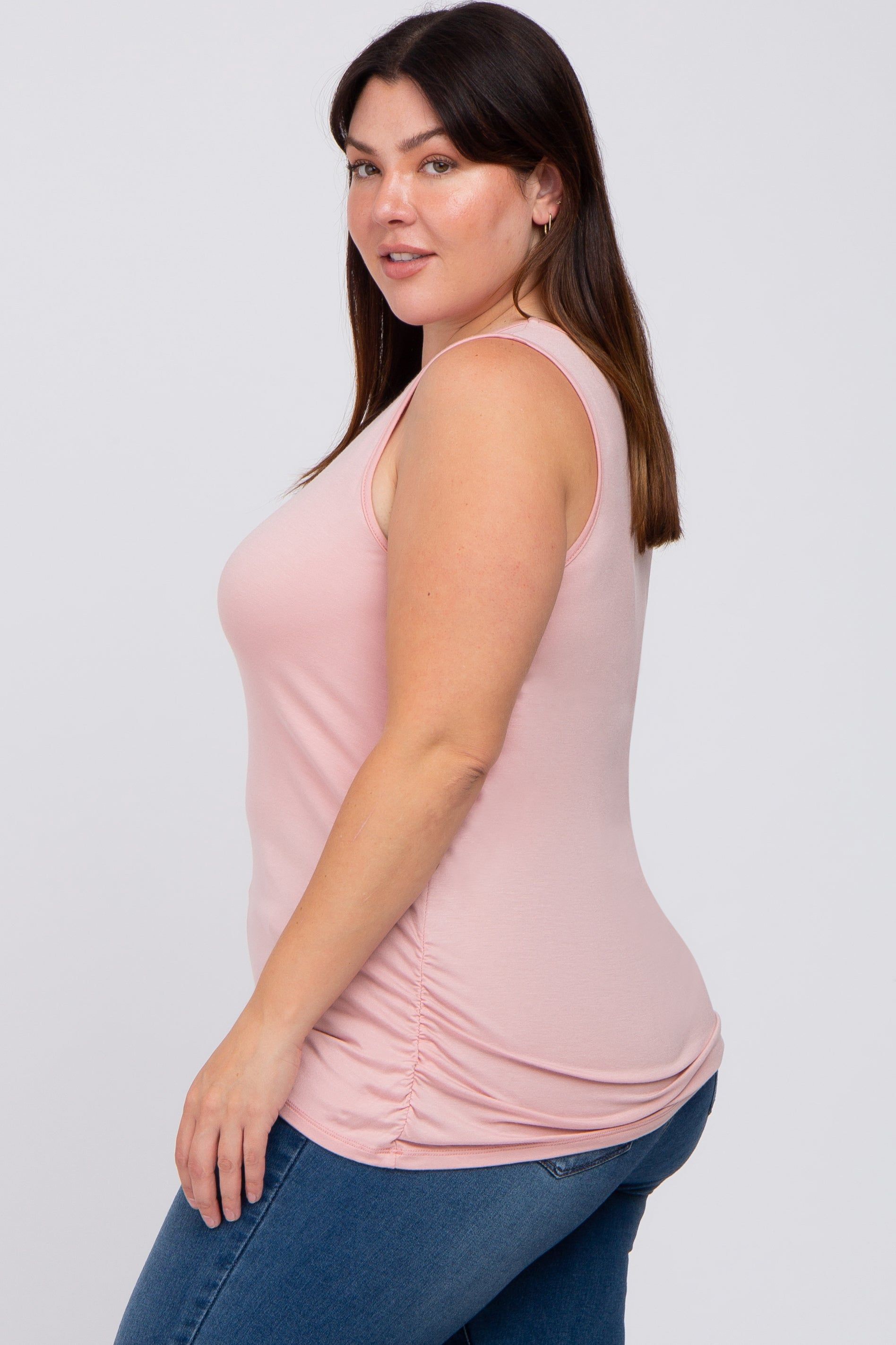 Light Pink Ruched Side Plus Tank sold by Pinkblush product image thumbnail 2
