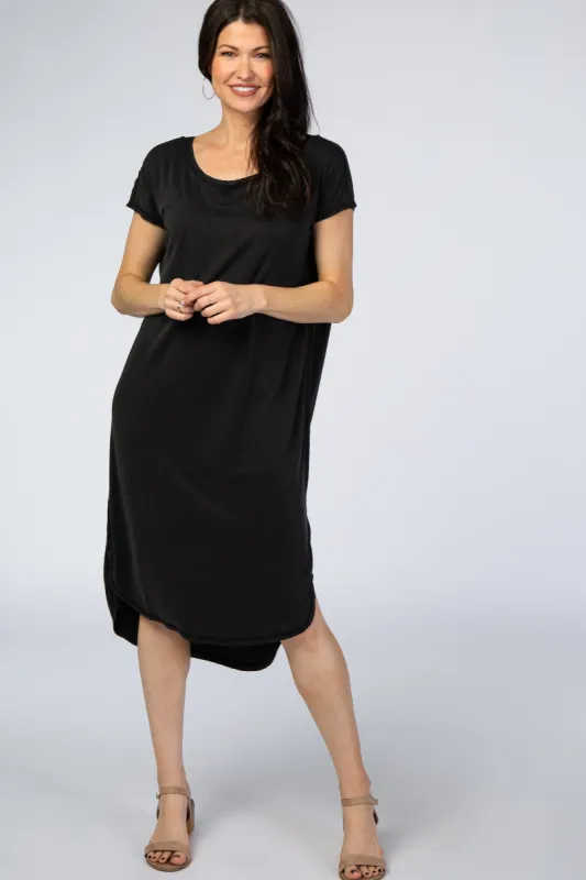 Black Faded Curved Hem Midi Dress sold by Pinkblush