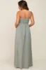 Light Olive Smocked Sleeveless Maternity Maxi Dress sold by Pinkblush