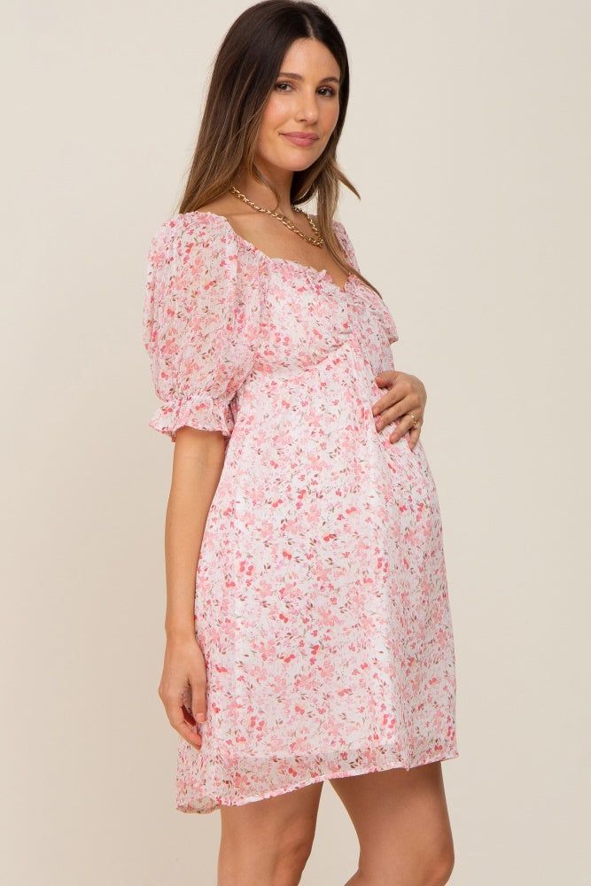 Light Pink Floral Sweetheart Maternity Mini Dress sold by Pinkblush product image thumbnail 2