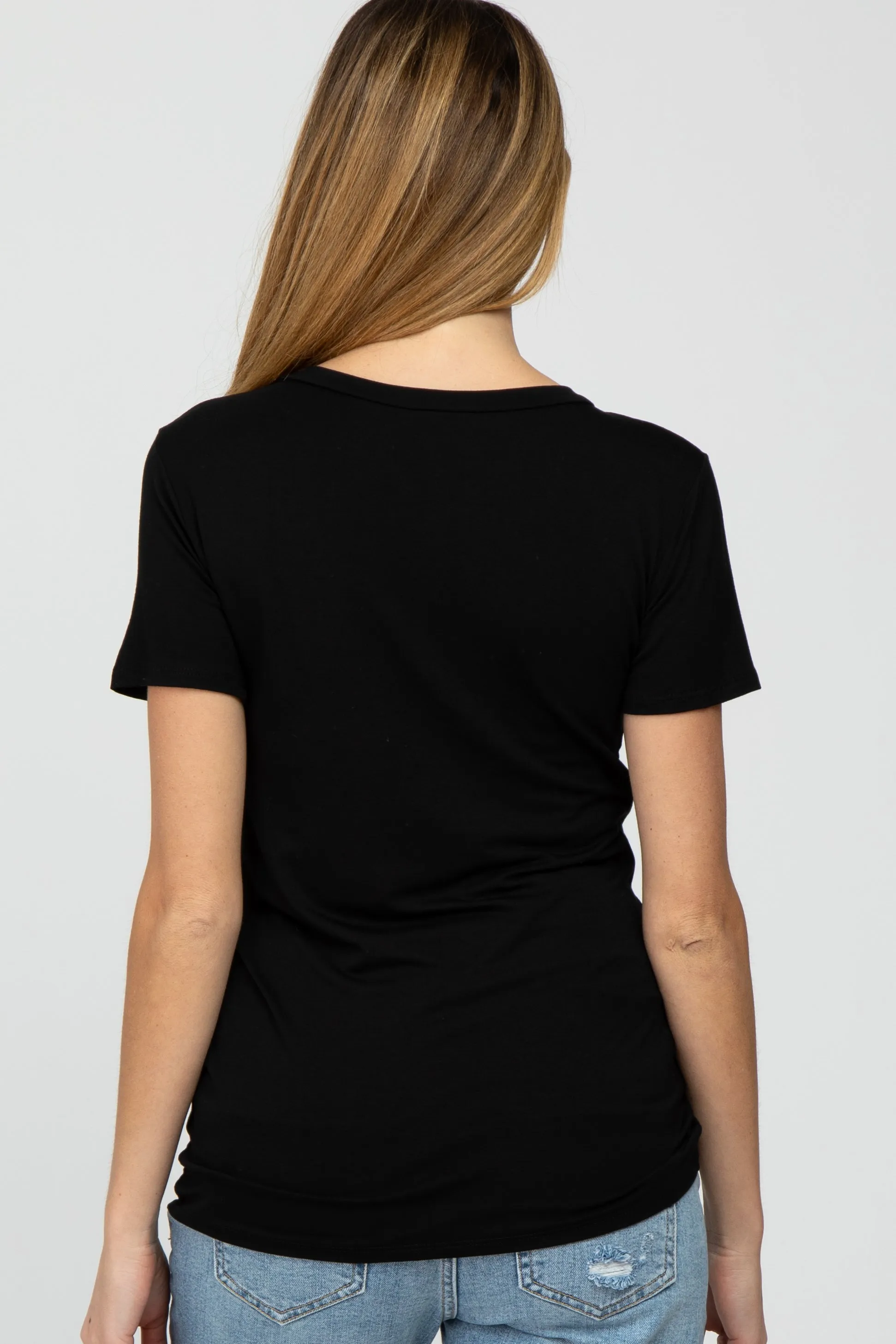 Black Basic Short Sleeve Maternity Top sold by Pinkblush product image thumbnail 4