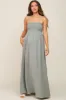 Light Olive Smocked Sleeveless Maternity Maxi Dress sold by Pinkblush