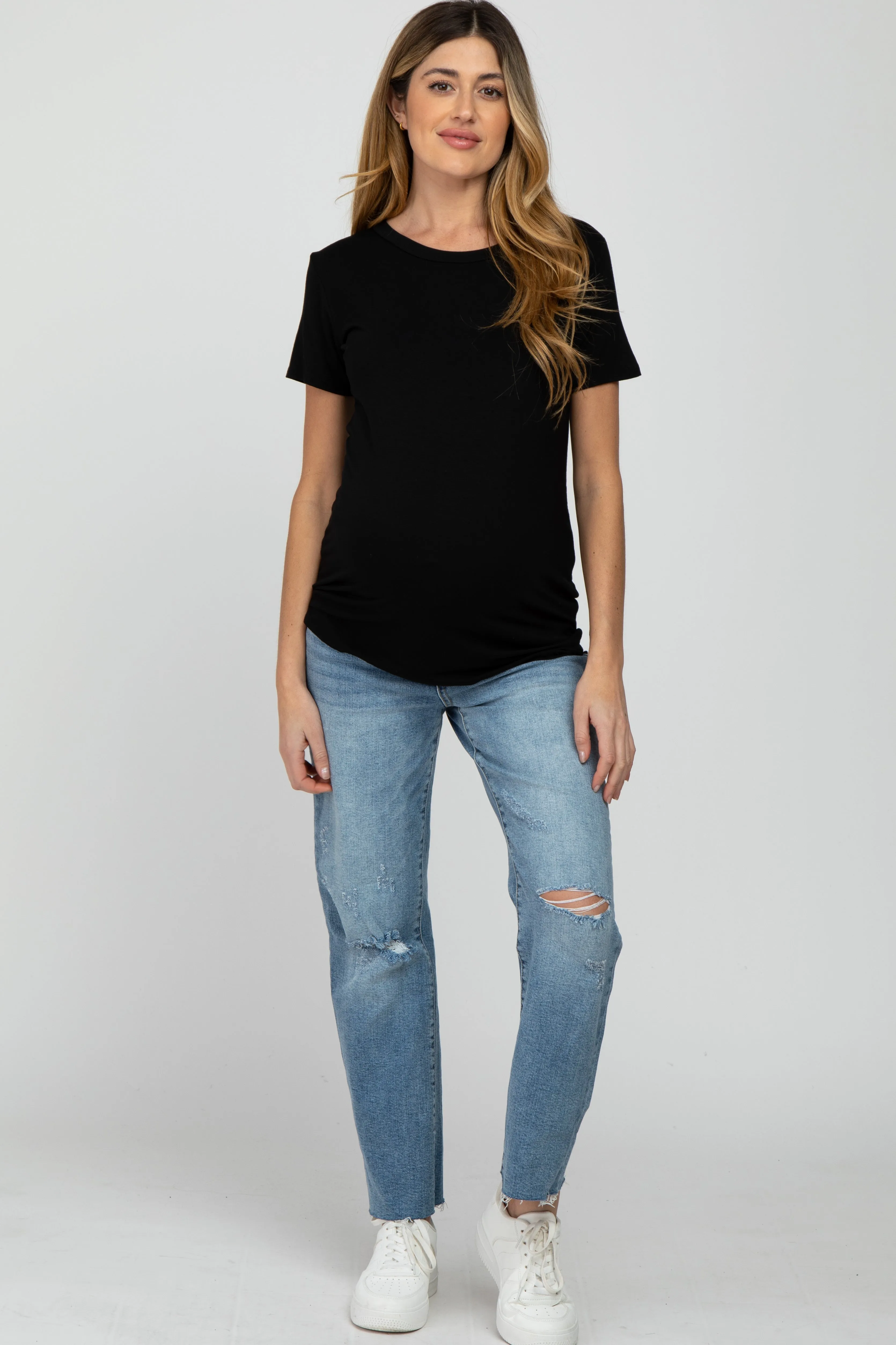 Black Basic Short Sleeve Maternity Top sold by Pinkblush product image thumbnail 2
