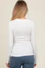 White Basic Fitted Maternity Long Sleeve Top sold by Pinkblush