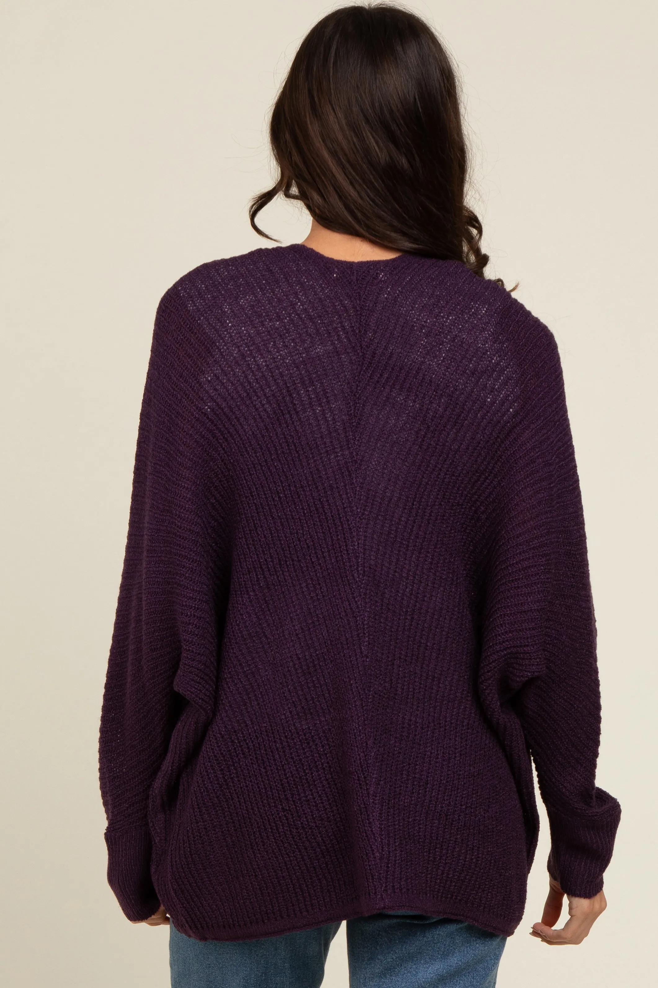 Plum Knit Open Front Cardigan sold by Pinkblush product image thumbnail 4