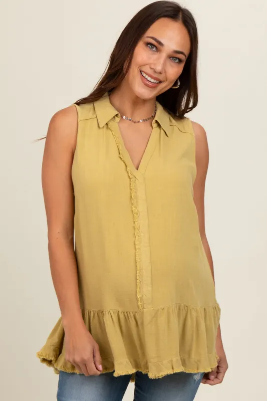 Mustard Collared Maternity Tank sold by Pinkblush