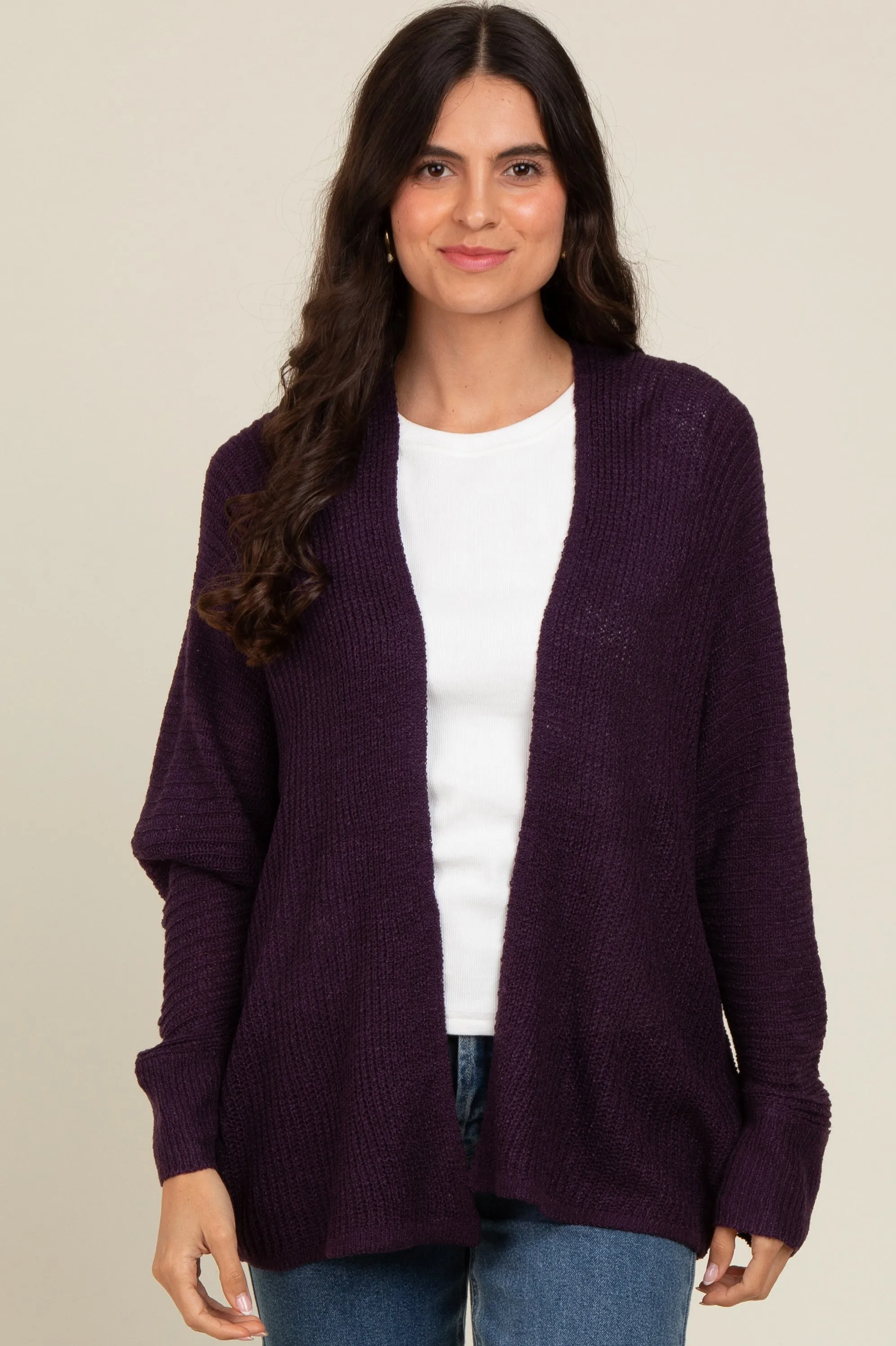 Plum Knit Open Front Cardigan sold by Pinkblush product image thumbnail 2