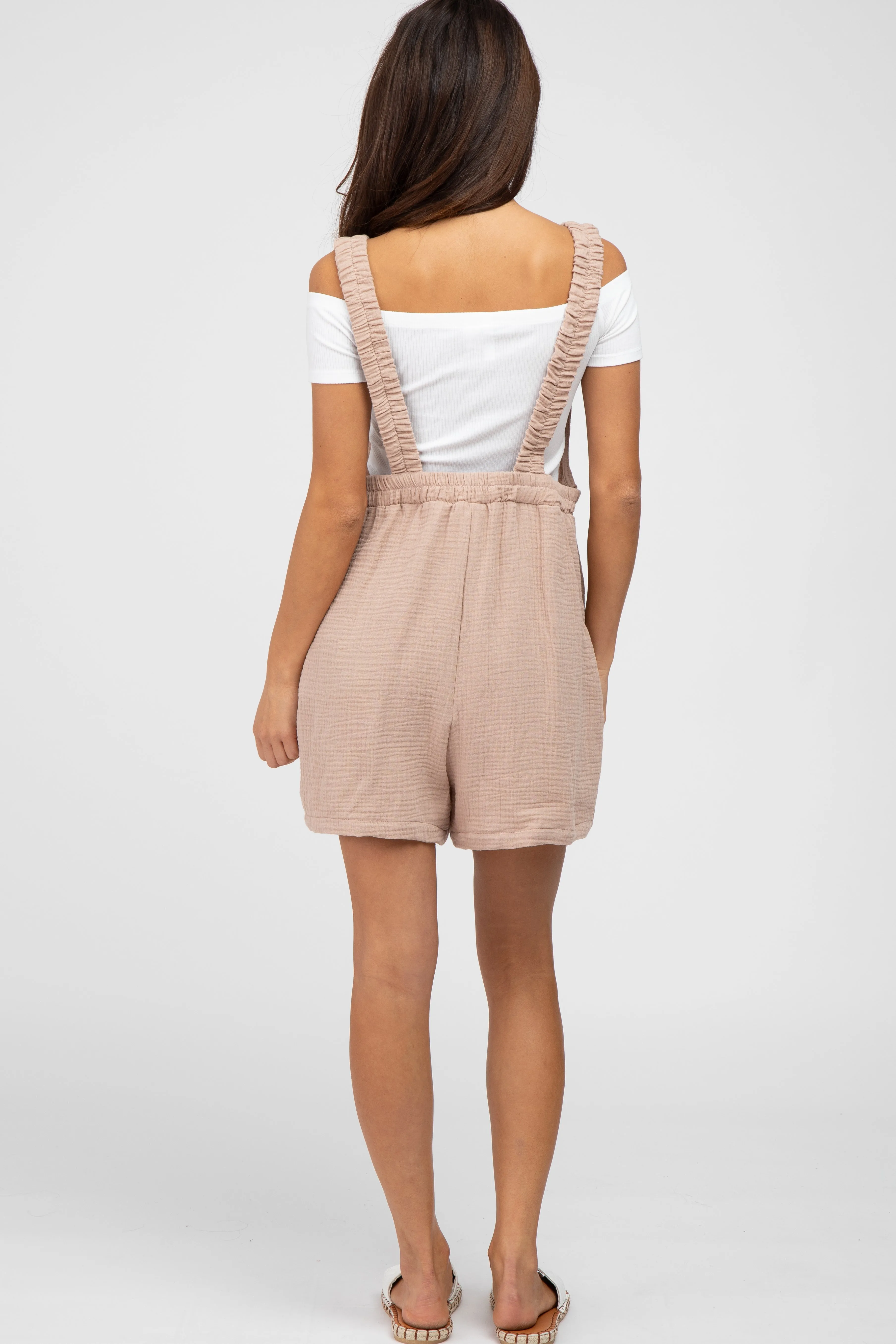 Beige Square Neck Elastic Strap Romper sold by Pinkblush product image thumbnail 3