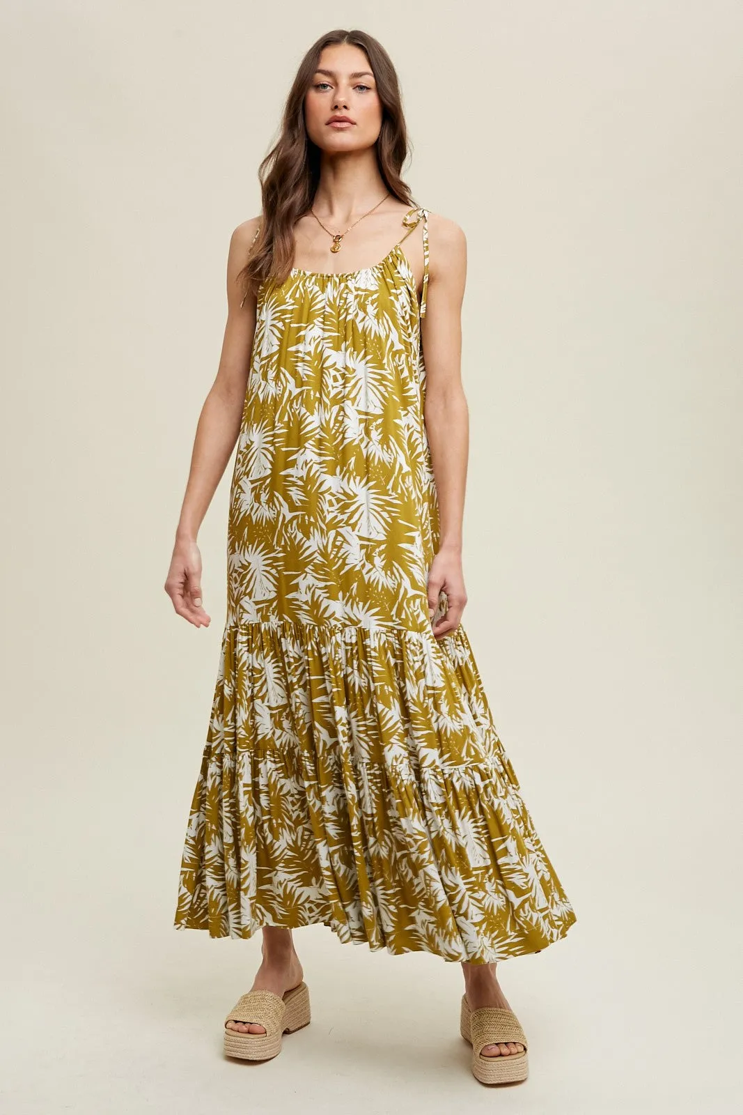Dark Yellow Printed Maxi Dress sold by Pinkblush