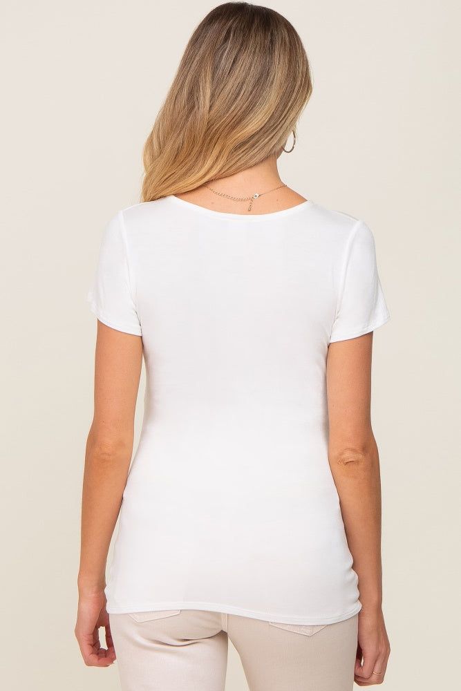 White Wrap Front Maternity/Nursing Top sold by Pinkblush product image thumbnail 3