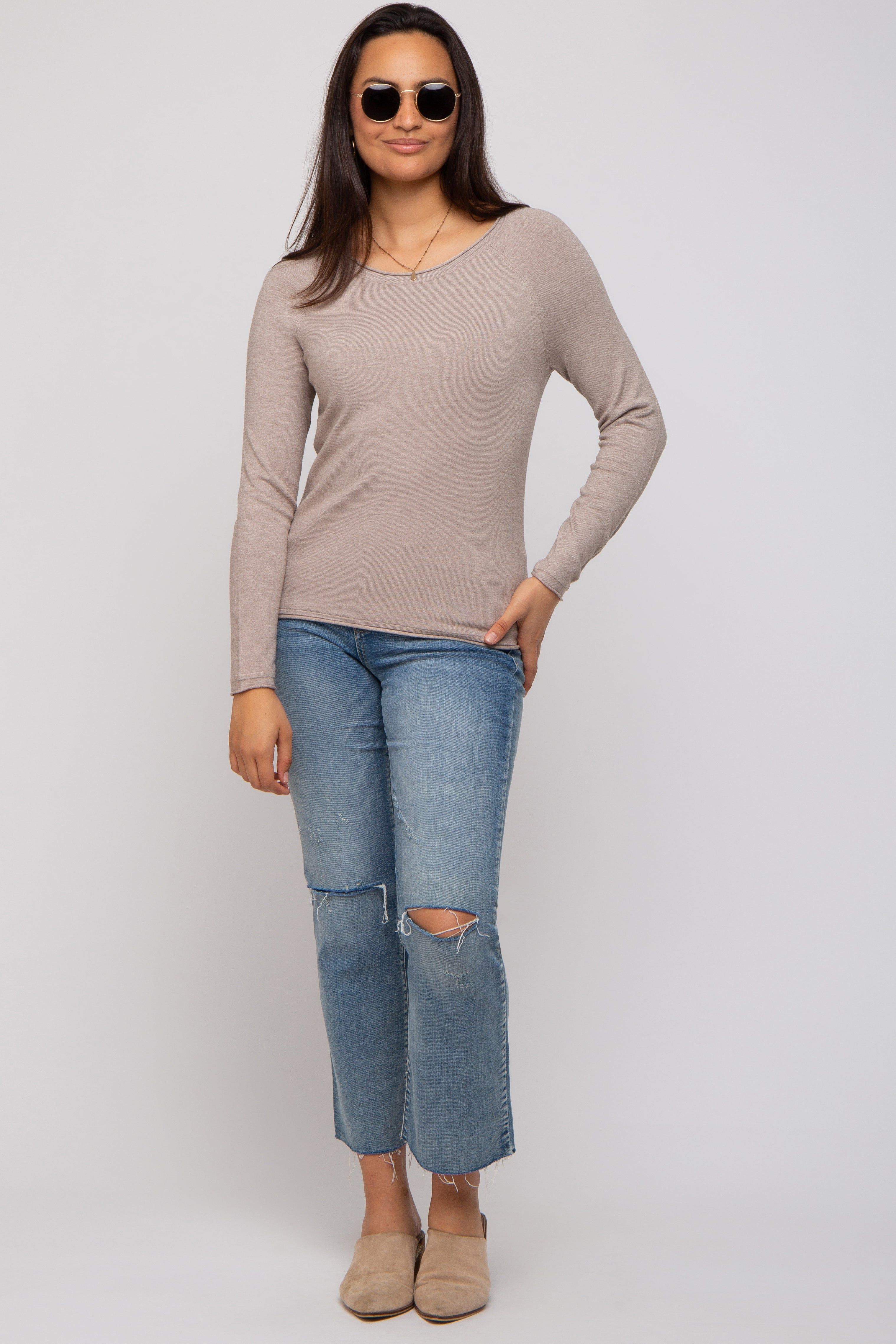 Mocha Basic Raglan Sleeve Sweater Top sold by Pinkblush product image thumbnail 5