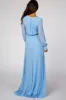 Light Blue Chiffon Long Sleeve Maxi Dress sold by Pinkblush