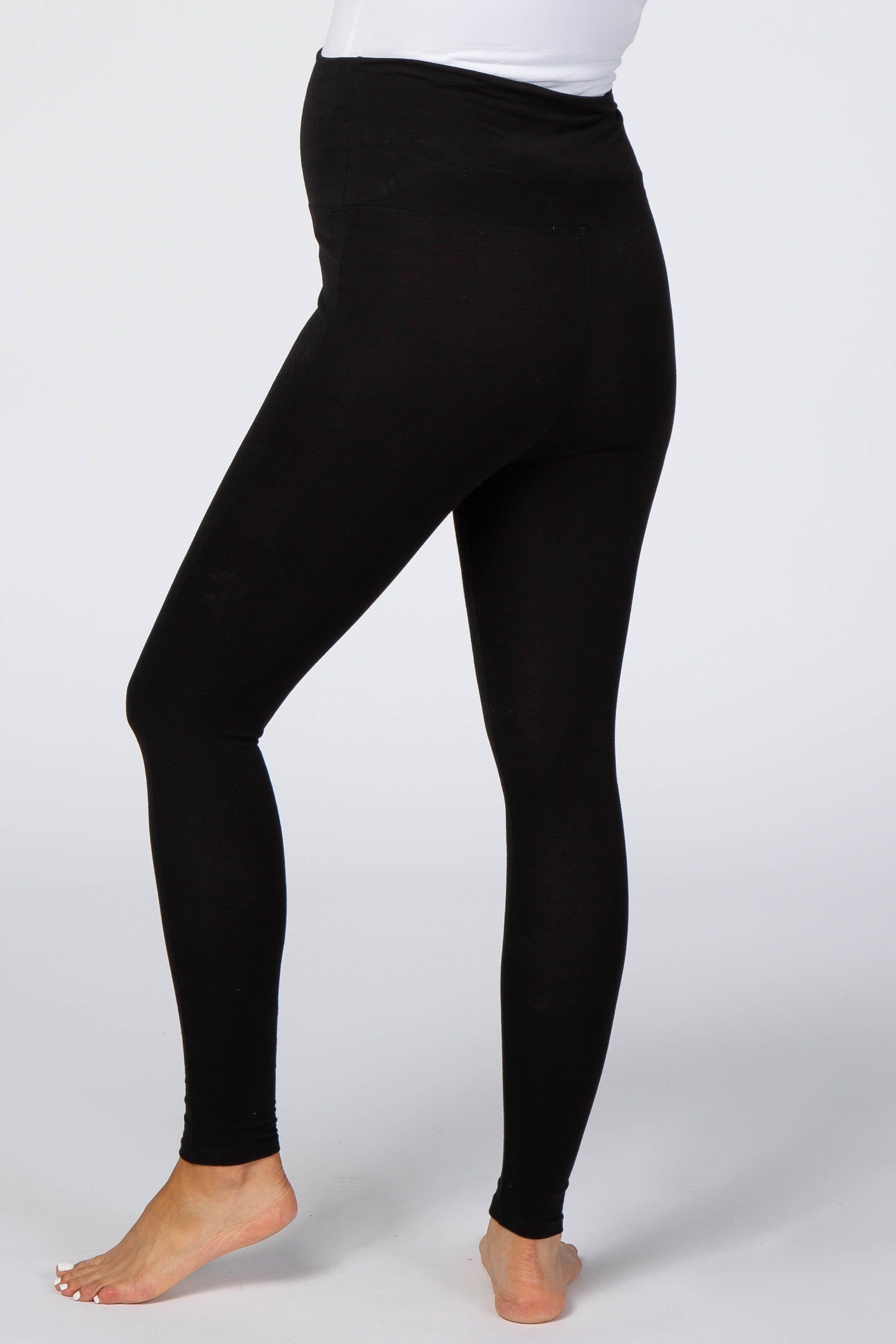 Black Foldover Waistband Maternity Leggings sold by Pinkblush product image thumbnail 4