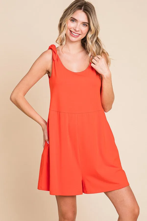 Coral Knot Strap Romper sold by Pinkblush