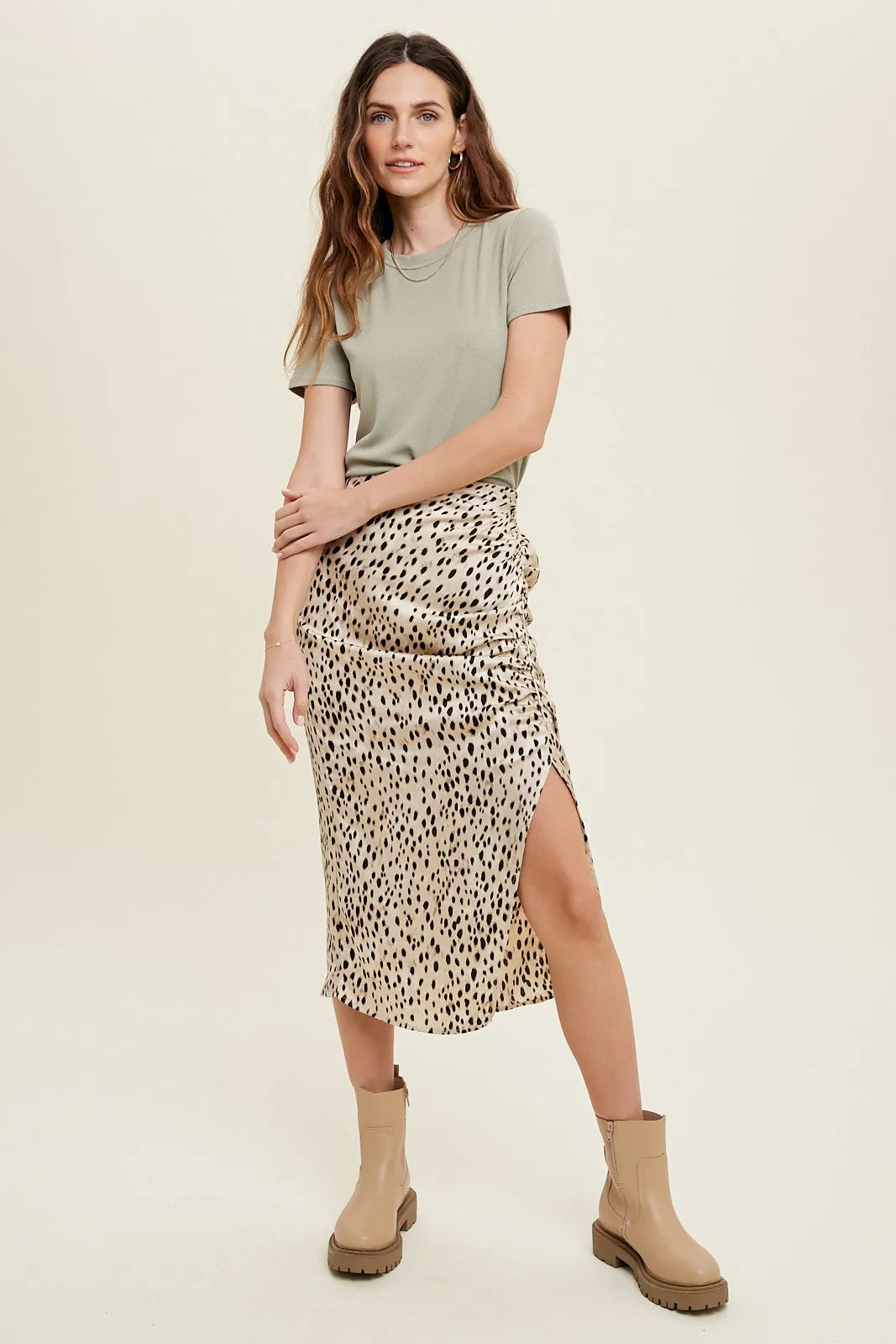 Light Olive Ribbed Short Sleeve Curved Hem Top sold by Pinkblush product image thumbnail 2