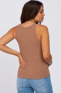 Brown Knit Maternity Tank Top sold by Pinkblush