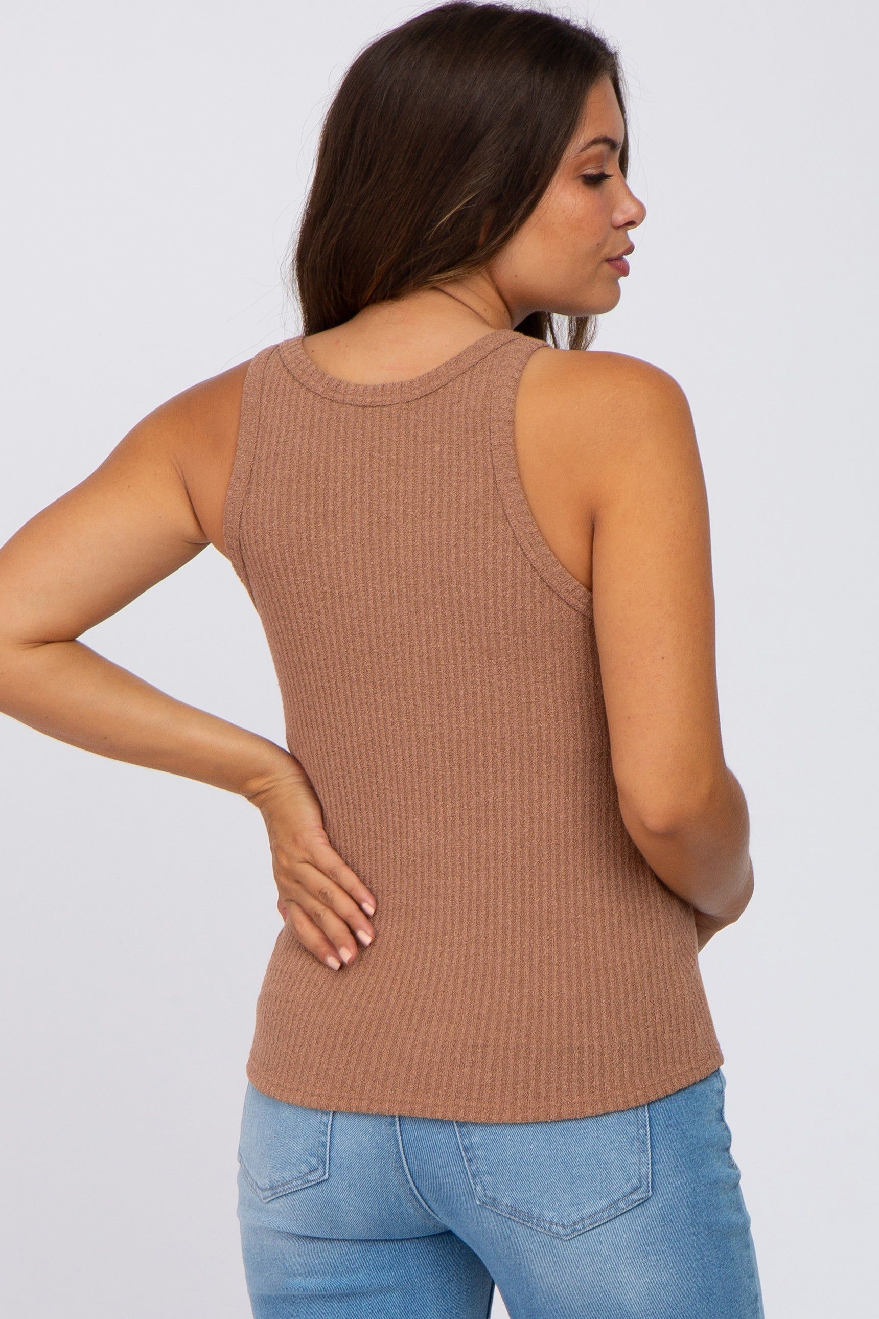 Brown Knit Maternity Tank Top sold by Pinkblush product image thumbnail 4