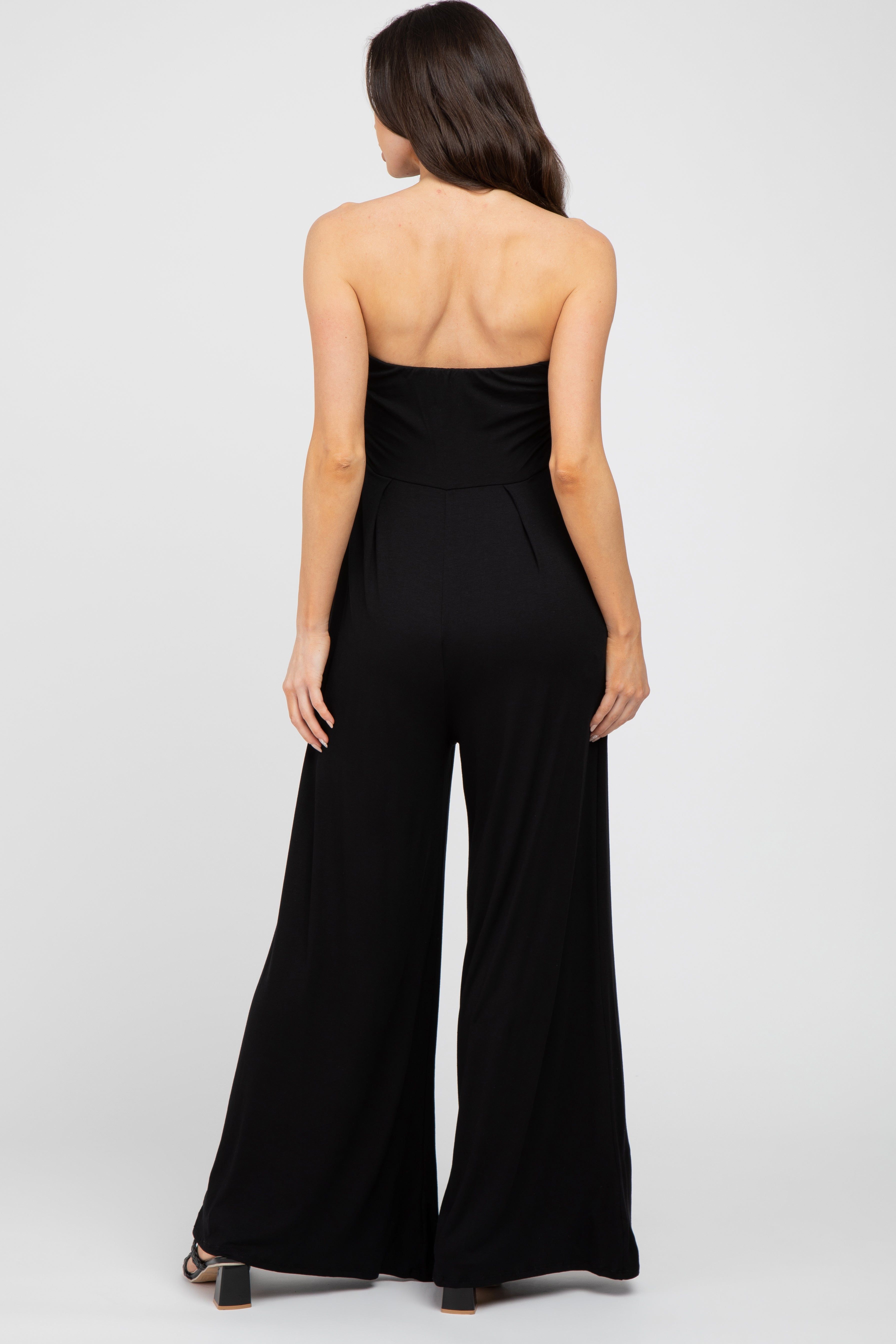Black Strapless Wide Leg Maternity Jumpsuit sold by Pinkblush product image thumbnail 3