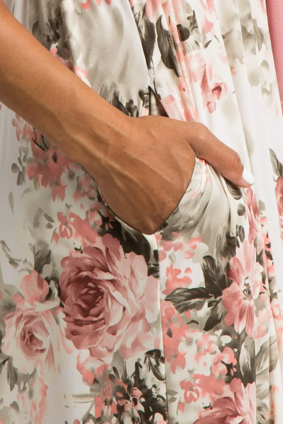 Ivory Striped Colorblock Floral Maxi Dress sold by Pinkblush product image thumbnail 4