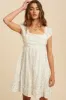 Off White Lace Trim Floral Mini Dress sold by Pinkblush