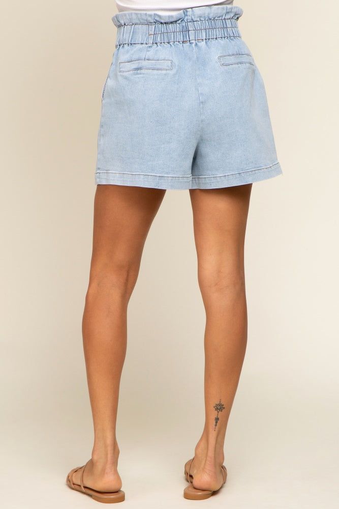 Light Blue Elastic Waist Denim Shorts sold by Pinkblush product image thumbnail 4