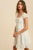 Off White Lace Trim Floral Mini Dress sold by Pinkblush
