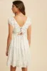 Off White Lace Trim Floral Mini Dress sold by Pinkblush