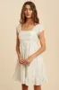 Off White Lace Trim Floral Mini Dress sold by Pinkblush